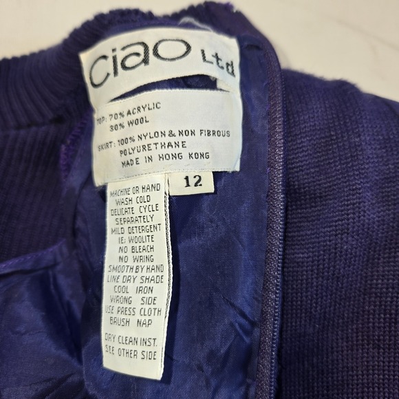 Ciao Ltd. Vintage Royal Purple Sweater Dress with Faux Suede Skirt Size 12‎ - Picture 4 of 12